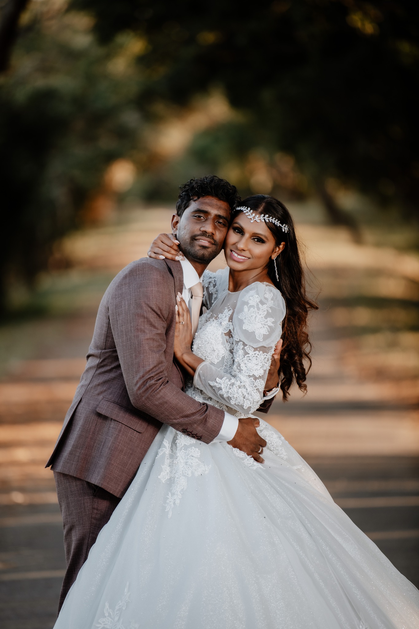  newly weds smiling at camera 
