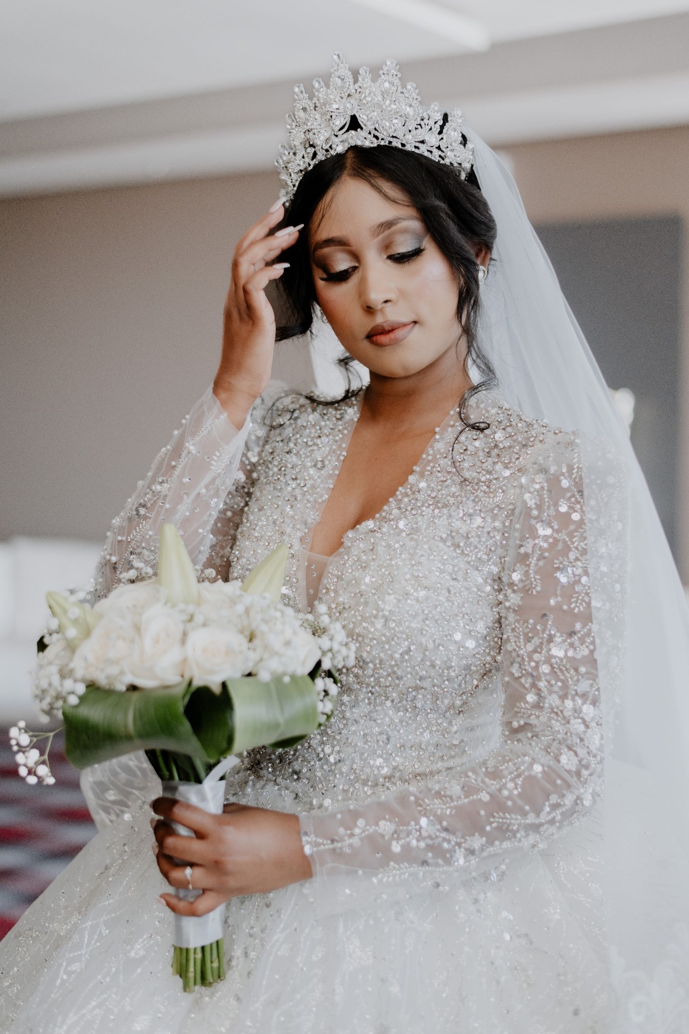  bride holding flowers 